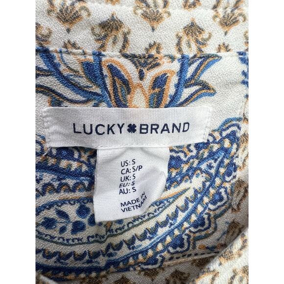 Lucky Brand Paisley Puff Sleeve Tiered Dress Size Small - Picture 5 of 9